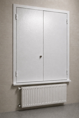 Двустворчатые ставни белого цвета